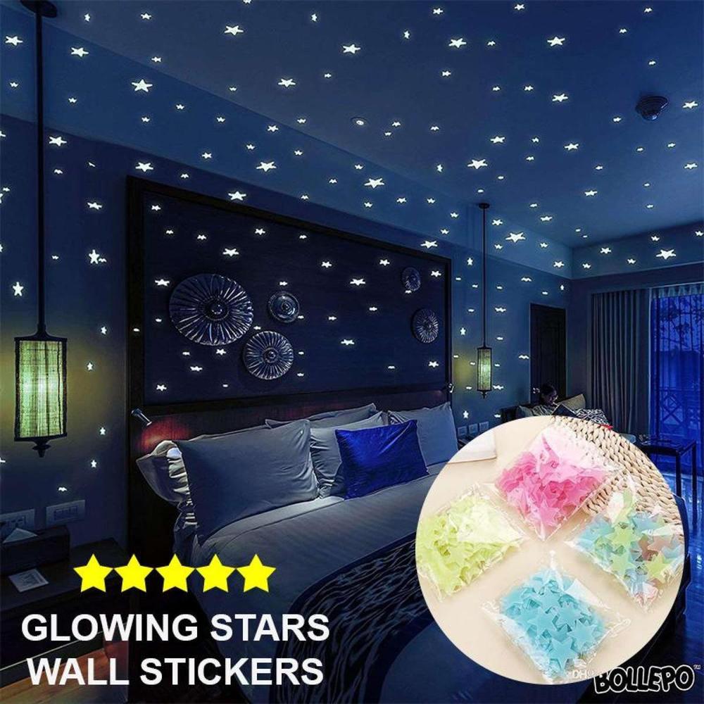 Glow In The Dark Stars Wall Decals 100 Pcs